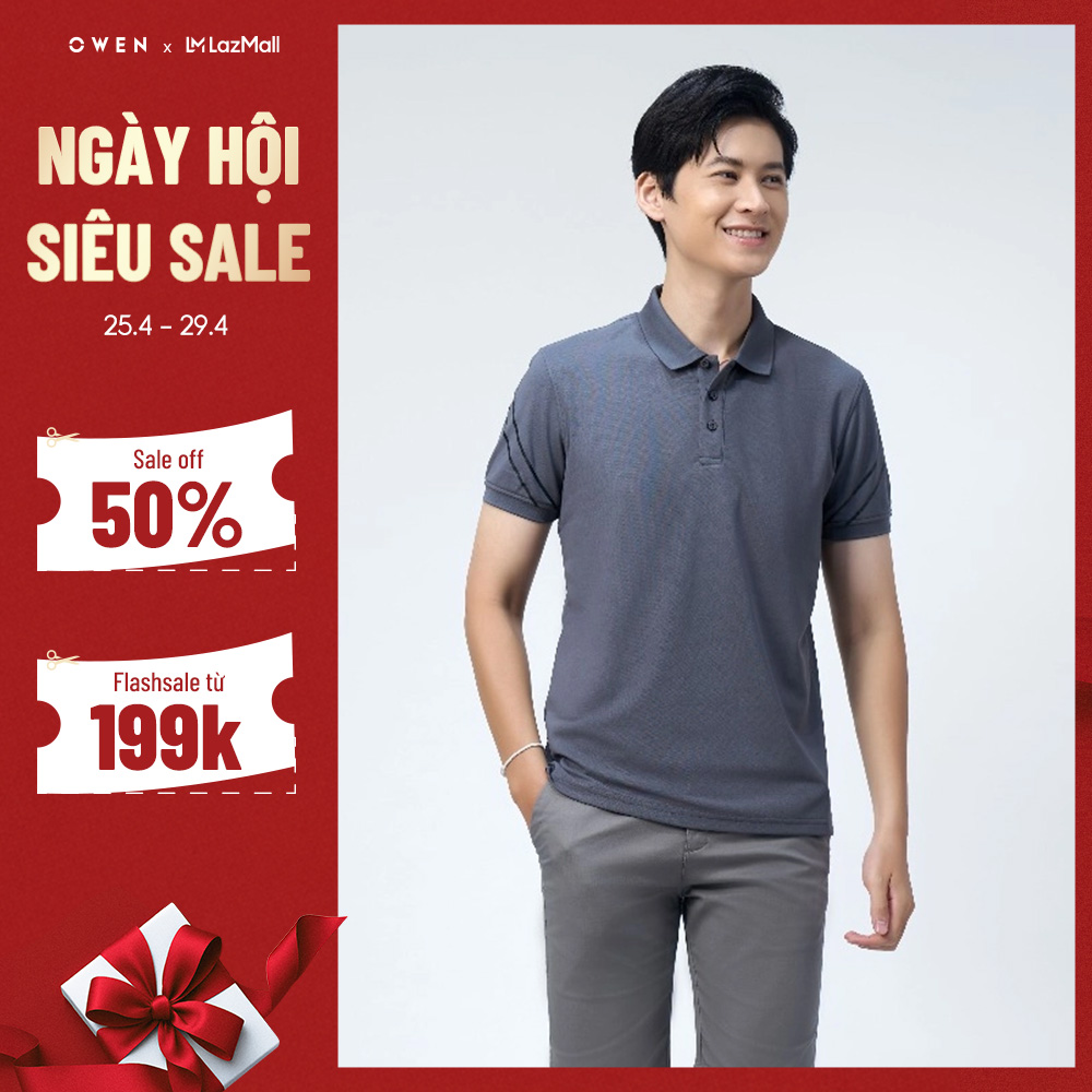 OWEN - Áo polo ngắn tay Body Fit APV221136 màu Ghi chất liệu Scafe