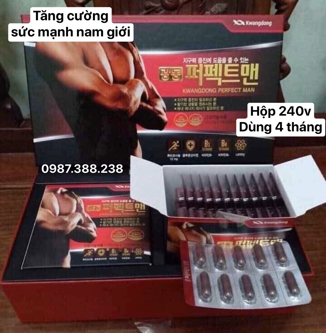 1 Người Khỏe 2 Người Vui - Hộp 240Viên Bổ Nam Perfect Man Kwangdong Nội Địa Hàn