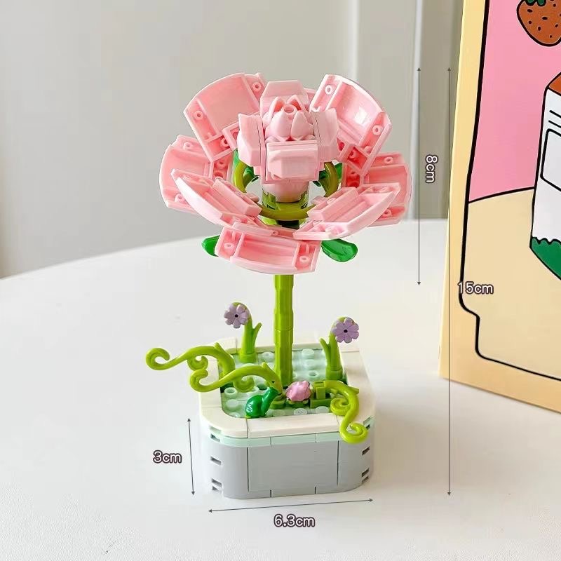 [HOÀN TIỀN  6%]Đồ chơi lắp ráp mô hình chậu hoa decor nhà cửa chậu hoa trang trí mini