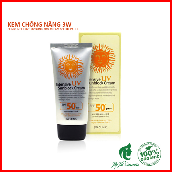 Kem chống nắng 3W Clinic Intensive Uv Sunblock Cream Spf50+ Pa+++ Hàn Quốc