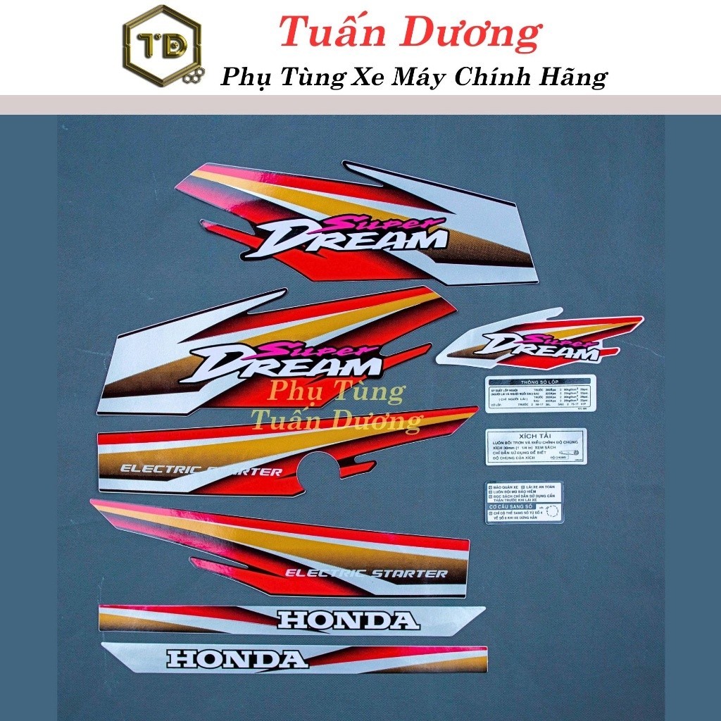 Tem Xe Super Dream Đời Đầu Hàng Đẹp [ Tem 3 Lớp Cao Cấp ]- Tem Dream Việt Đời Đầu Lắp Cho Super Drea