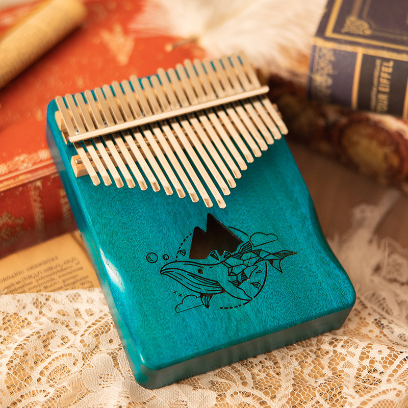 Đàn Kalimba 17 phím màu xanh hình cá voi nai radio tiếng hay freeship Akeshicực hot