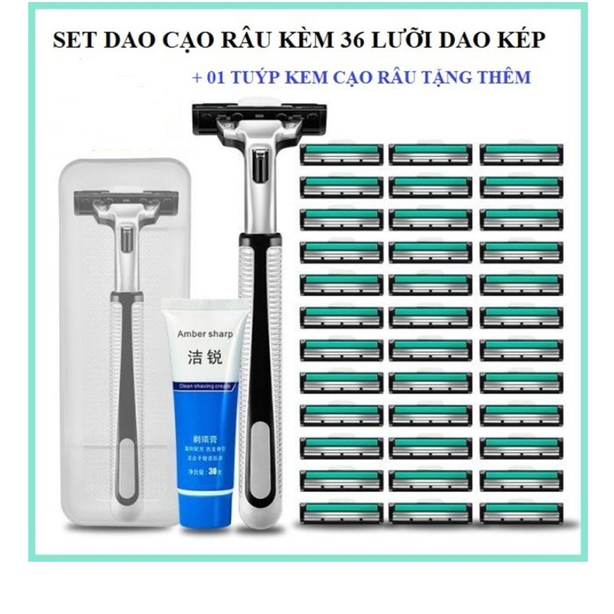 Bộ Cạo Râu 38 Món - Bộ Kit Cạo Râu Loại Tốt Siêu Tiết Kiệm - Bộ Dao Cạo Râu Cao Cấp 38 Món (1 Dao Cạo + 36 Lưỡi + 1 Tuýp Kem Cạo) - Cực Sạch Không Gây Đau Rát Da - Dụng Cụ Làm Đẹp Cho Phái Mạnh - Chăm Sóc Cho Nam Giới