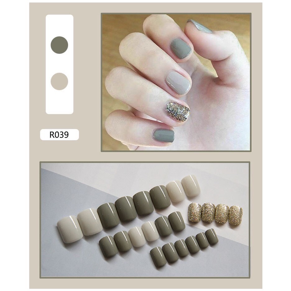 Bộ 24 Móng Làm Nail Kèm Keo Phong Cách Hàn Quốc - Mã 39