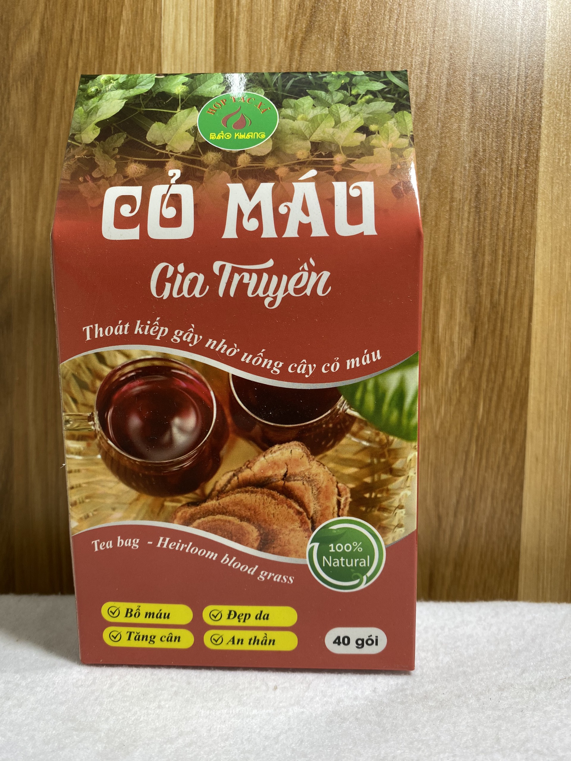 Trà túi lọc cây cỏ máu tăng cân Bảo Khang hộp 40 gói trà cỏ máu túi lọc tăng cân kém ăn dành cho ngư