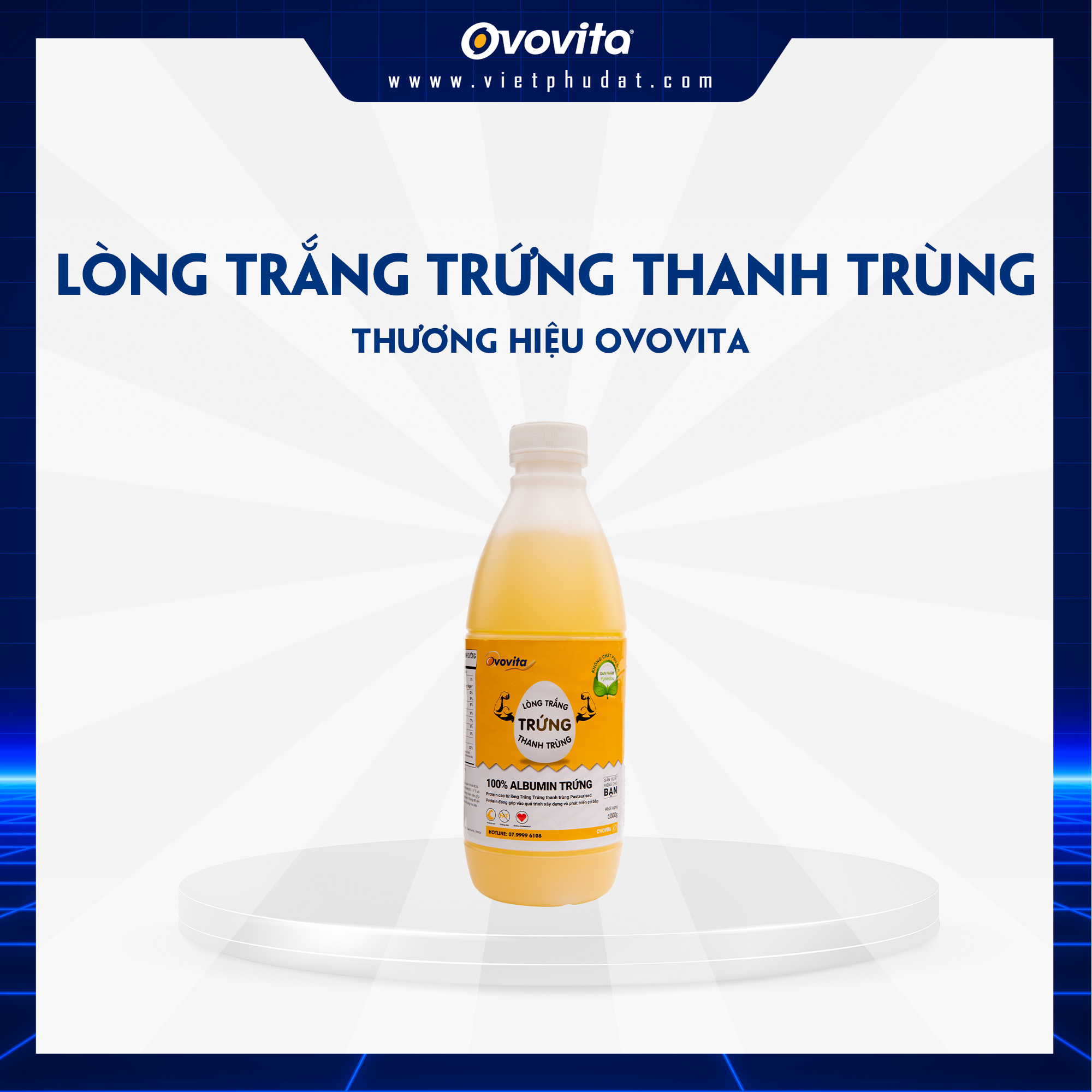 Lòng trắng trứng gà thanh trùng OVOVITA bổ sung protein làm nguyên liệu chế biến sản xuất chai 1kg t