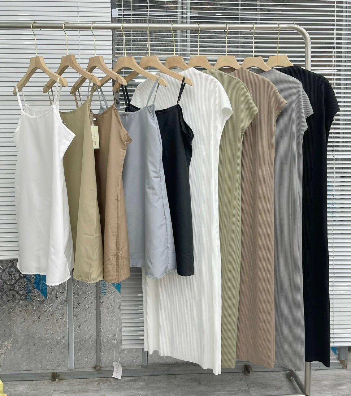 [VOUCHER 12%/149K] Đầm suông sát nách dập sọc dọc kèm hai dây bên trong HE162