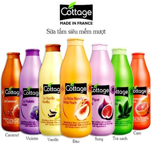 Sữa tắm dưỡng thể / Cottage /sữa tắm trắng da Cottage 750ml của Pháp