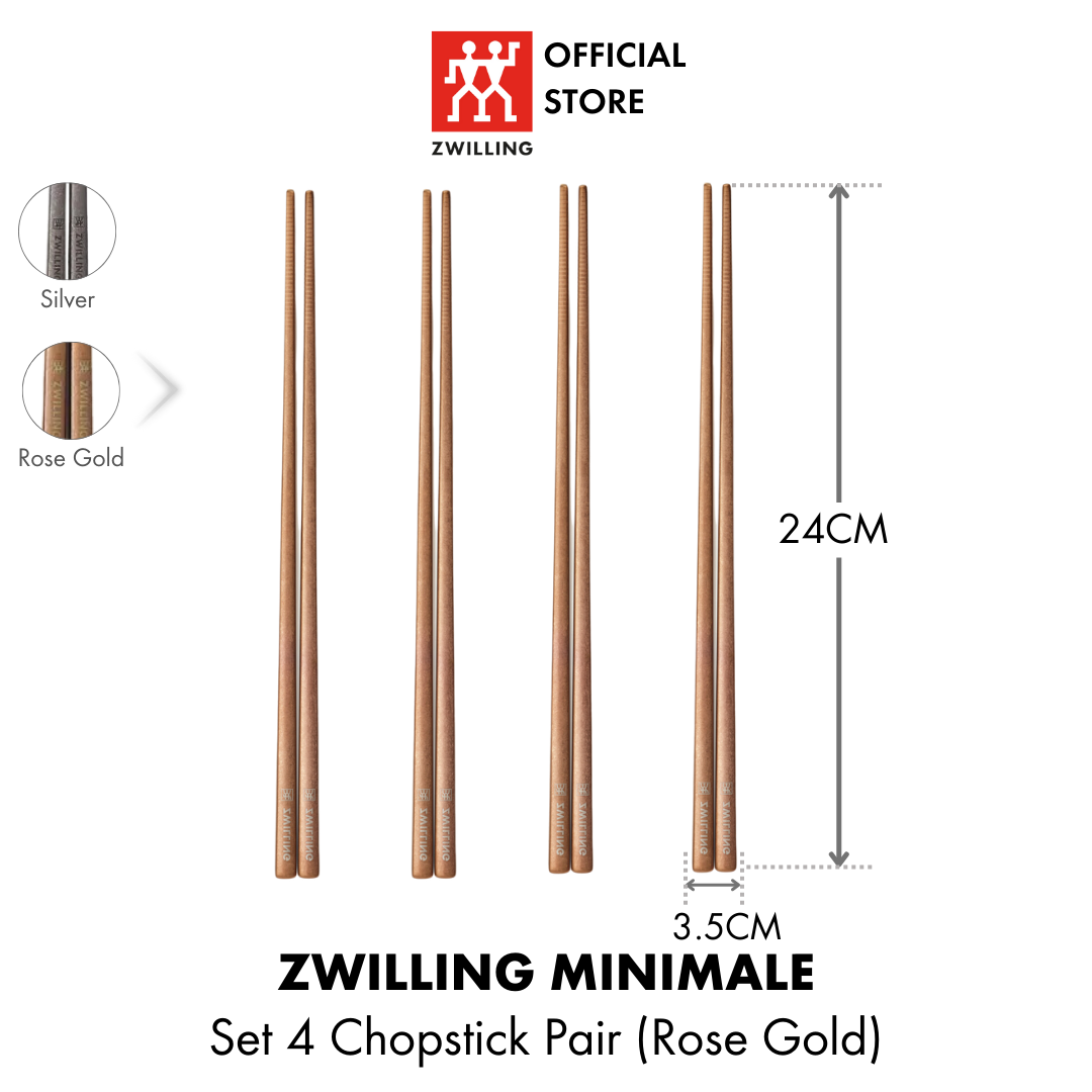 Bộ 4 đôi đũa ZWILLING Minimale (màu bạc/rose gold) - bằng thép không gỉ cao cấp