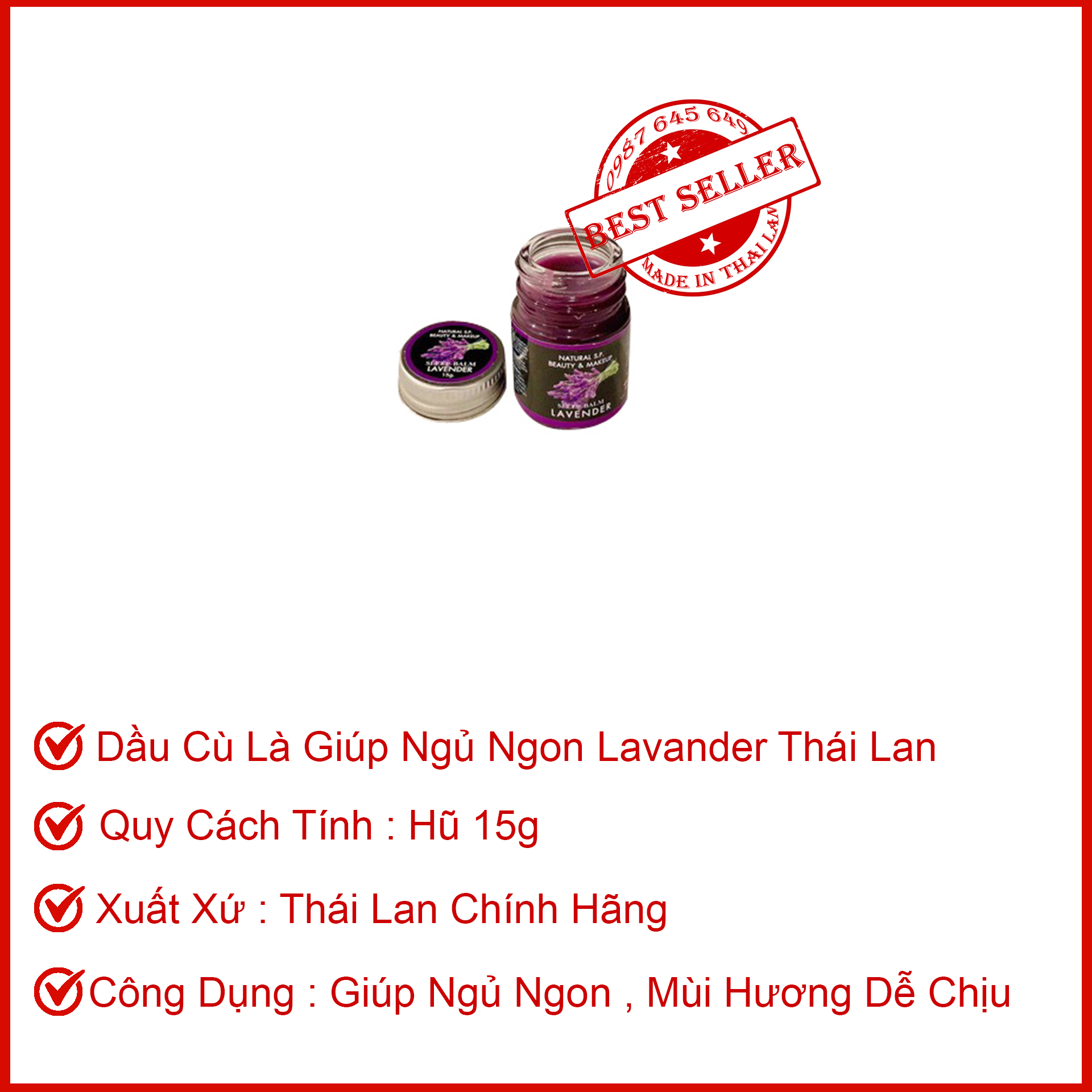 [Hcm]Dầu Cù Là Thái Lan Giúp Ngủ Ngon Hương Thơm Nhẹ Nhàng Dễ Chịu Lavender Sleep Balm Natural S.p. Beauty & Makeup 15G