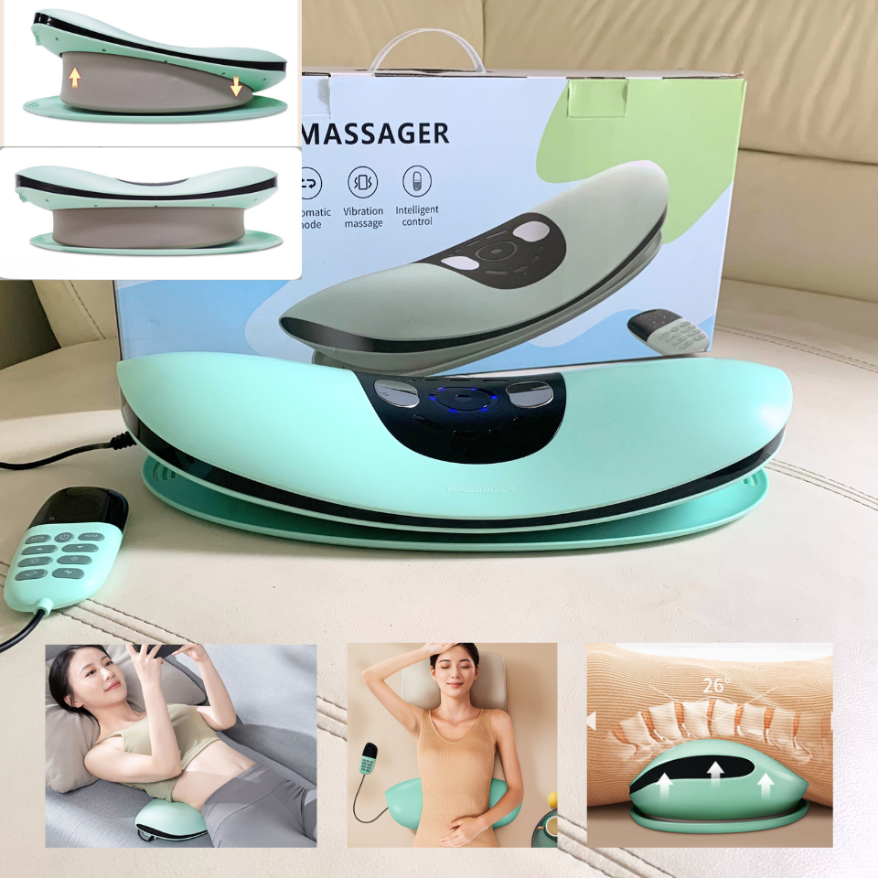 Máy massage lưng thông minh Lumbar Massager ST-1202C sạc pin - Máy massage cột sống lưng chườm nóng