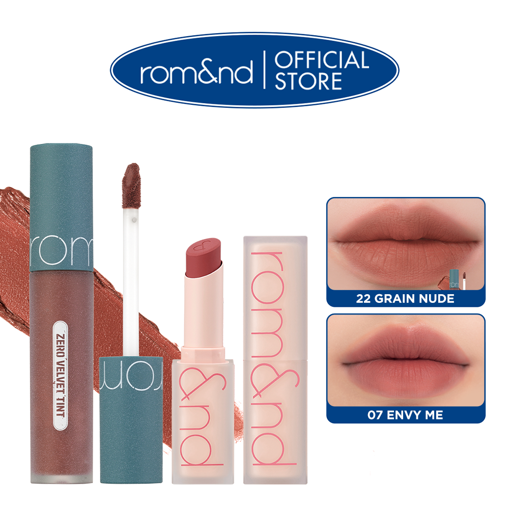 Combo Son kem lì Romand Zero Velvet Tint  + Son Thỏi Romand Zero Matte Lipstick