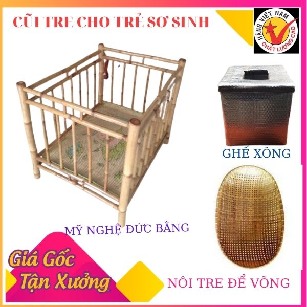 Cũi tre cho bé Cũi trẻ em quây cũi cho bé giường cũi cho bé nôi cho bé (tặng lót cũi bằng xốp )
