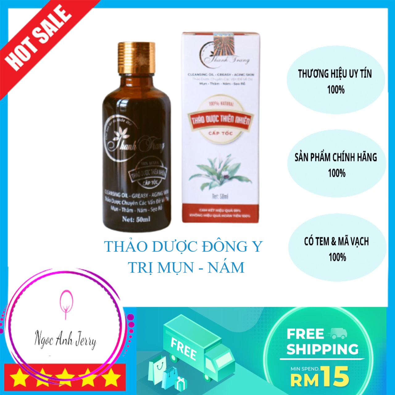 Thảo Dược Đông Y Cấp Tốc Thanh Trang (Trắng) Chuyên Trừ Các Loại Mụnthâmnám 50Ml Sử Dụng An Toàn - Hiệu Quả - Tiết Kiệm (Chính Hãng Thanh Trang 100% - Miễn Ship)