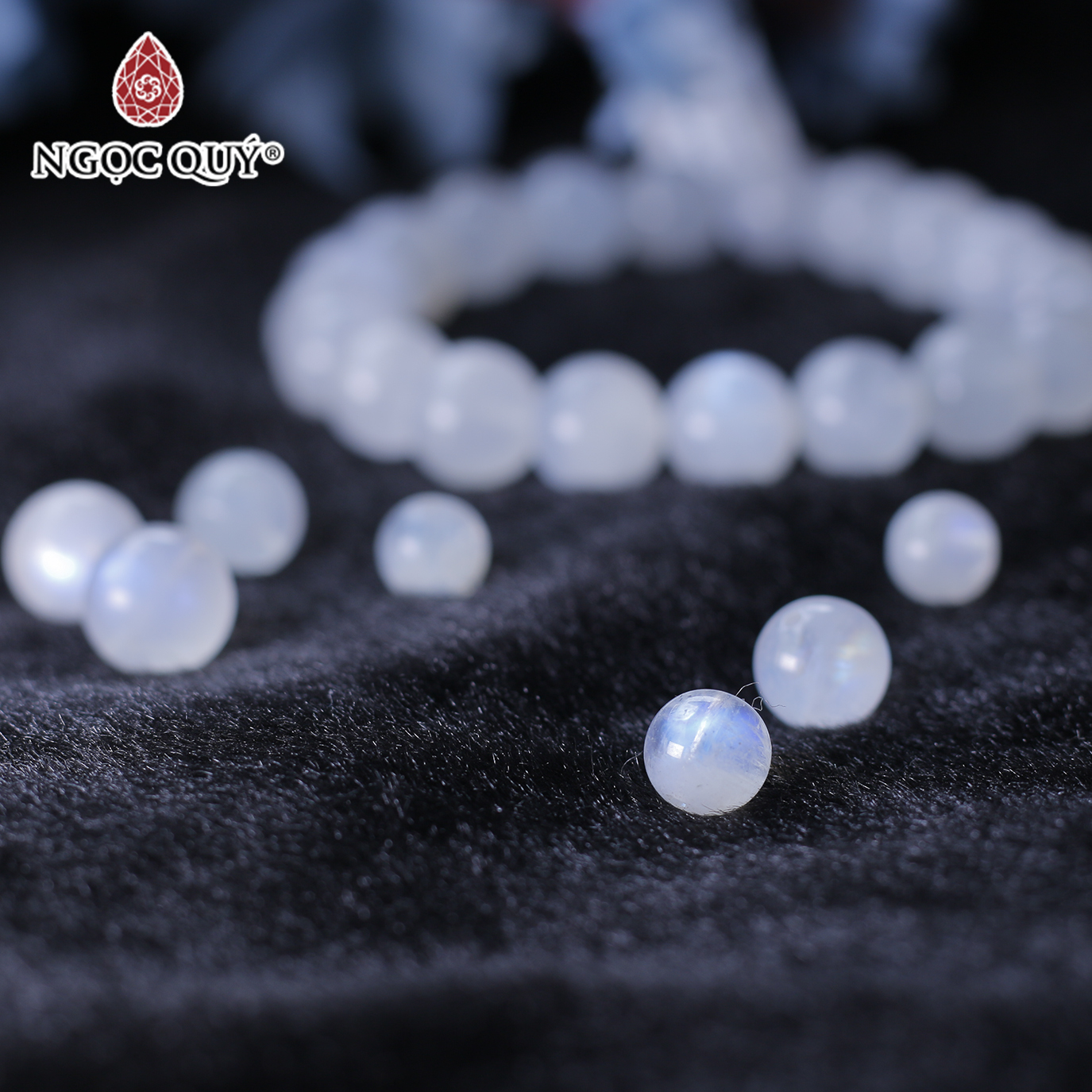 Combo 5 hạt lẻ đá Moonstone Mệnh Kim Thuỷ- Ngọc Quý Gemstones