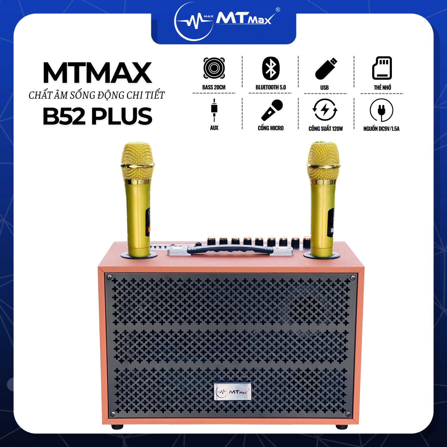 [ GIẢM GIÁ CỰC SỐC - ƯU ĐÃI CỰC LỚN ] Loa Di Động Karaoke Chính Hãng 10 Nút Chỉnh MTMAX B52 Plus Ech