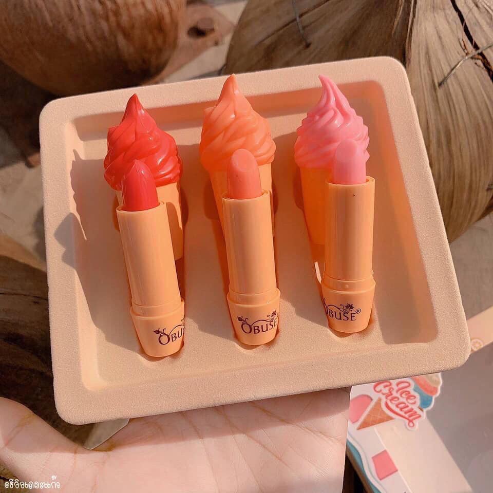 [HCM]Set 3 cây son dưỡng có màu Obuse Sweety Lip Balm - Thái Lan