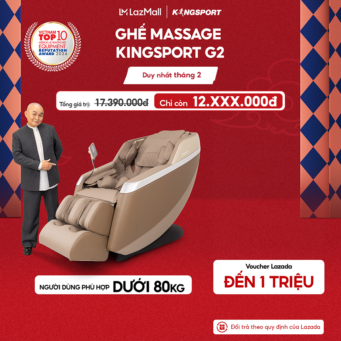 Miễn phí lắp đặt | Ghế massage KINGSPORT Standard G2 con lăn di chuyển cổ vai thiết kế hiện đại 2024
