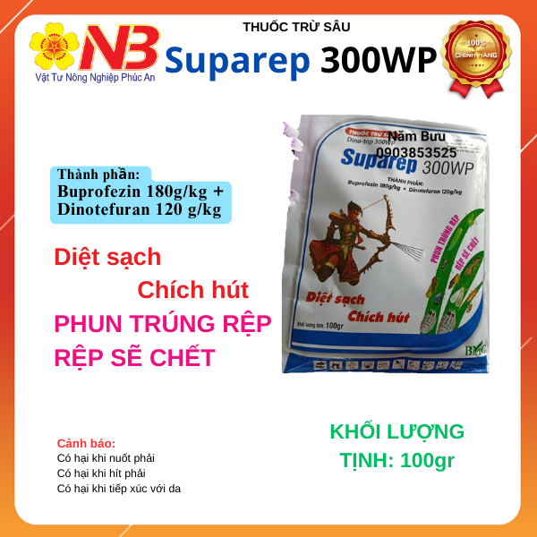 Giao ngẫu nhiên Suparep 300WP (Dino-top 300WP) - 100gam (Buprofezin 180g/l+ Dinotefuran 120g/l) -trừ