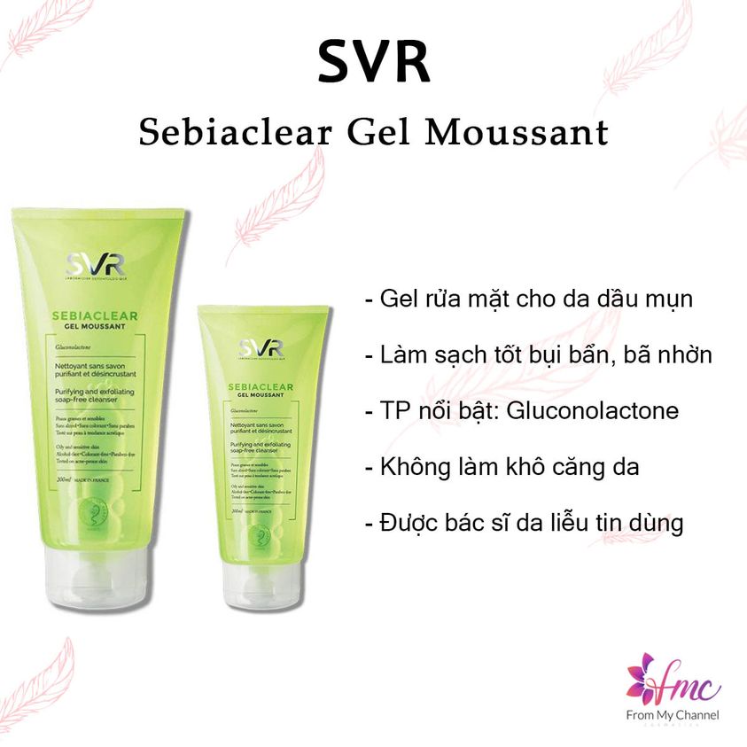 Gel Rửa Mặt Cho Da Dầu Mụn Svr Sebiaclear Gel Moussant 55Ml/200Ml