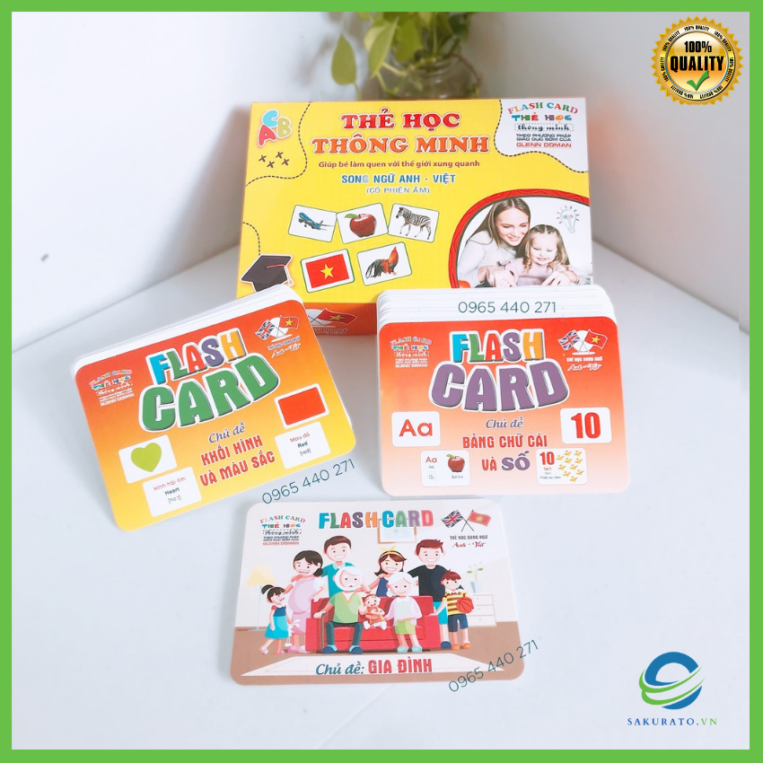 Bộ thẻ học thông minh size to 18 chủ đề 288 thẻ flash card cho bé