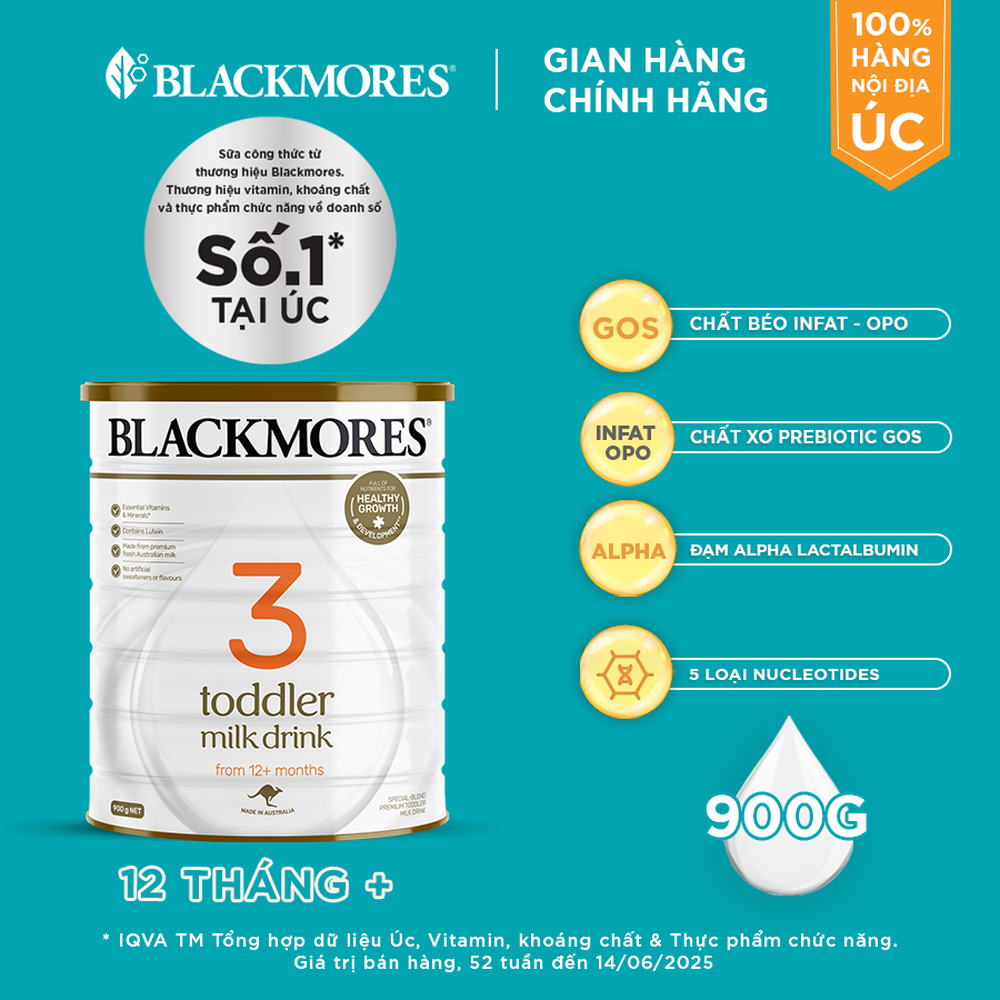 [DATE MỚI] Sữa Blackmores Toddler Milk Drink số 3 (900g)