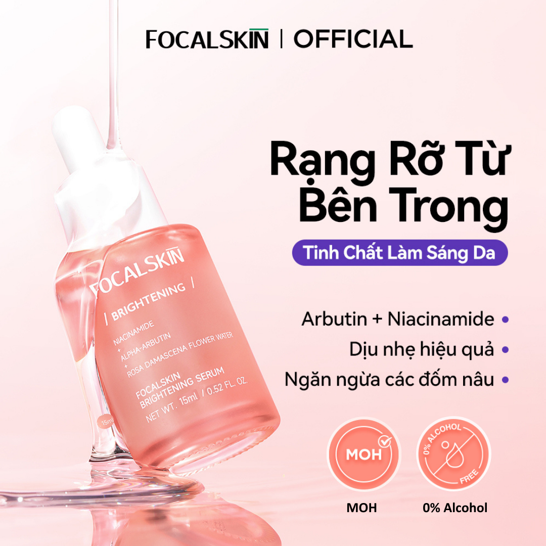 FOCALSKIN Serum Dưỡng Trắng Da Mờ Thâm Mụn Gấp Đôi Vitamin C + Niacinamide B3 +  Alpha Arbutin Dưỡng