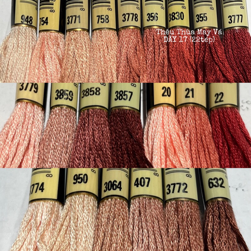 [AIRO 20 DÃY] chỉ thêu cotton theo dãy - có tổng cộng 20 dãy mỗi dãy số lượng tép chỉ khác nhau