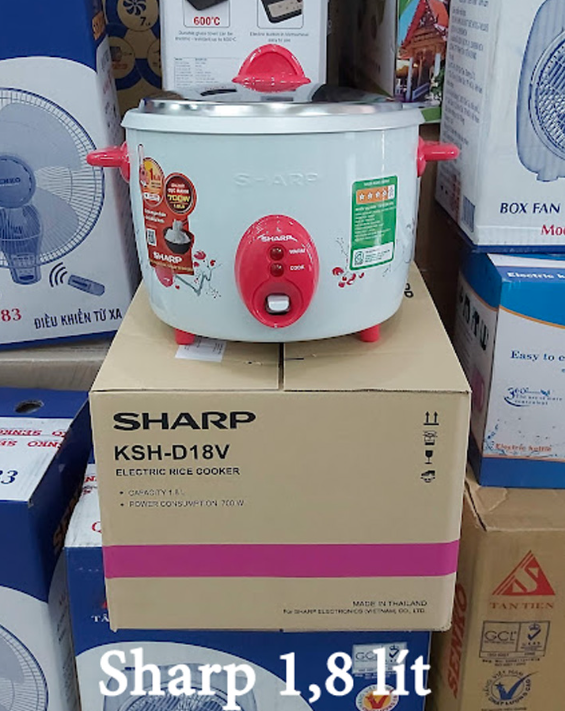 Nồi cơm điện Sharp KSH-DV nắp rời dung tích từ 1.1L - 2.8L lòng nồi nhôm giữ nhiệt tốt - Hàng chính 