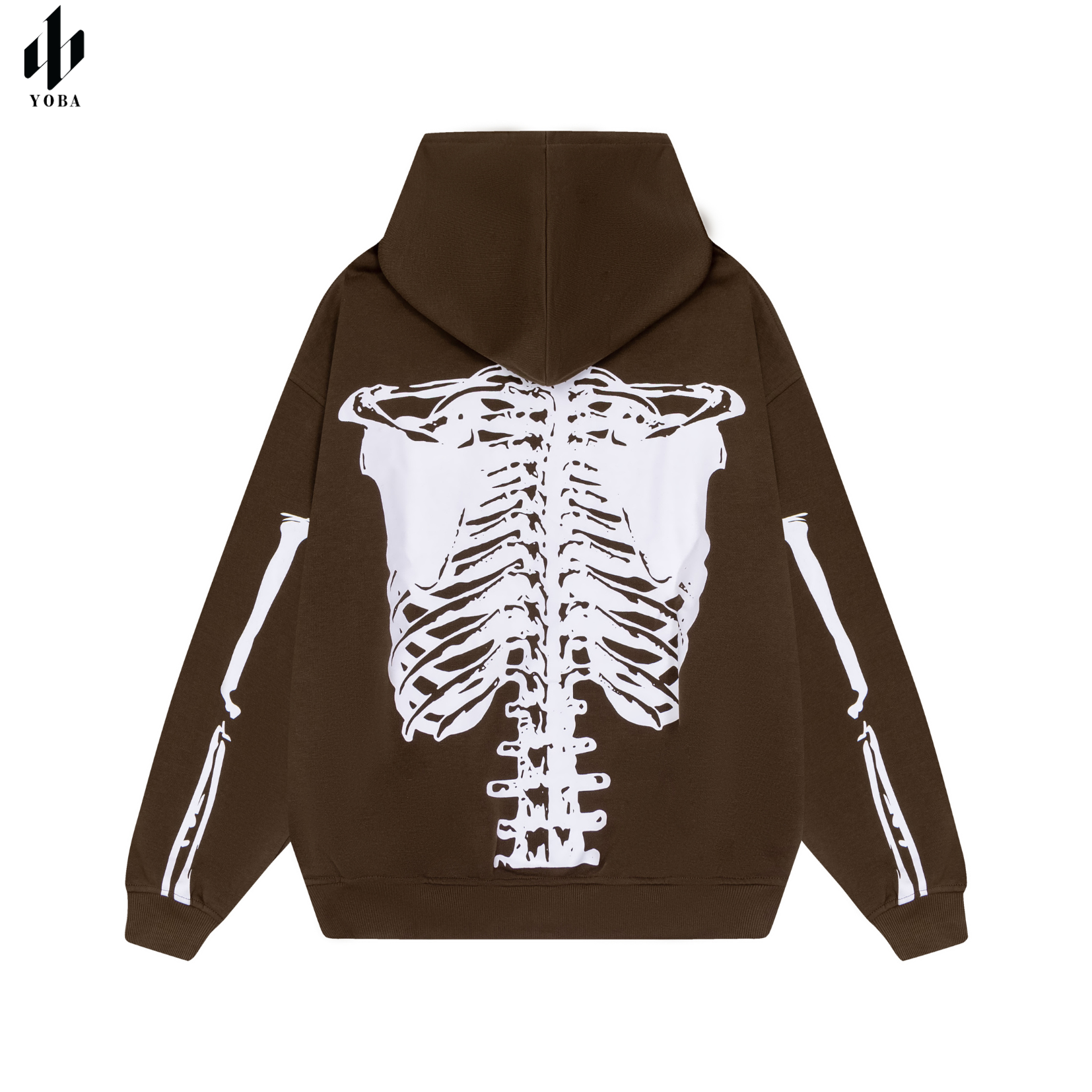 Skeleton Hoodie Zip YOBA - Áo Khoác Hoodie Zip Nam Nữ Streetwear. Đen - Nâu