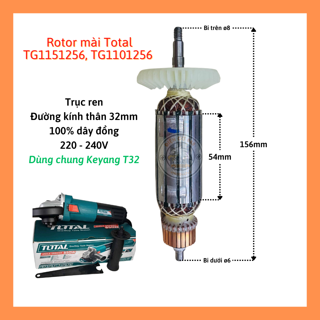 Máy mài góc Total TG1151256 1050W - Nhựa và hợp kim nhôm, 2kg, 220V