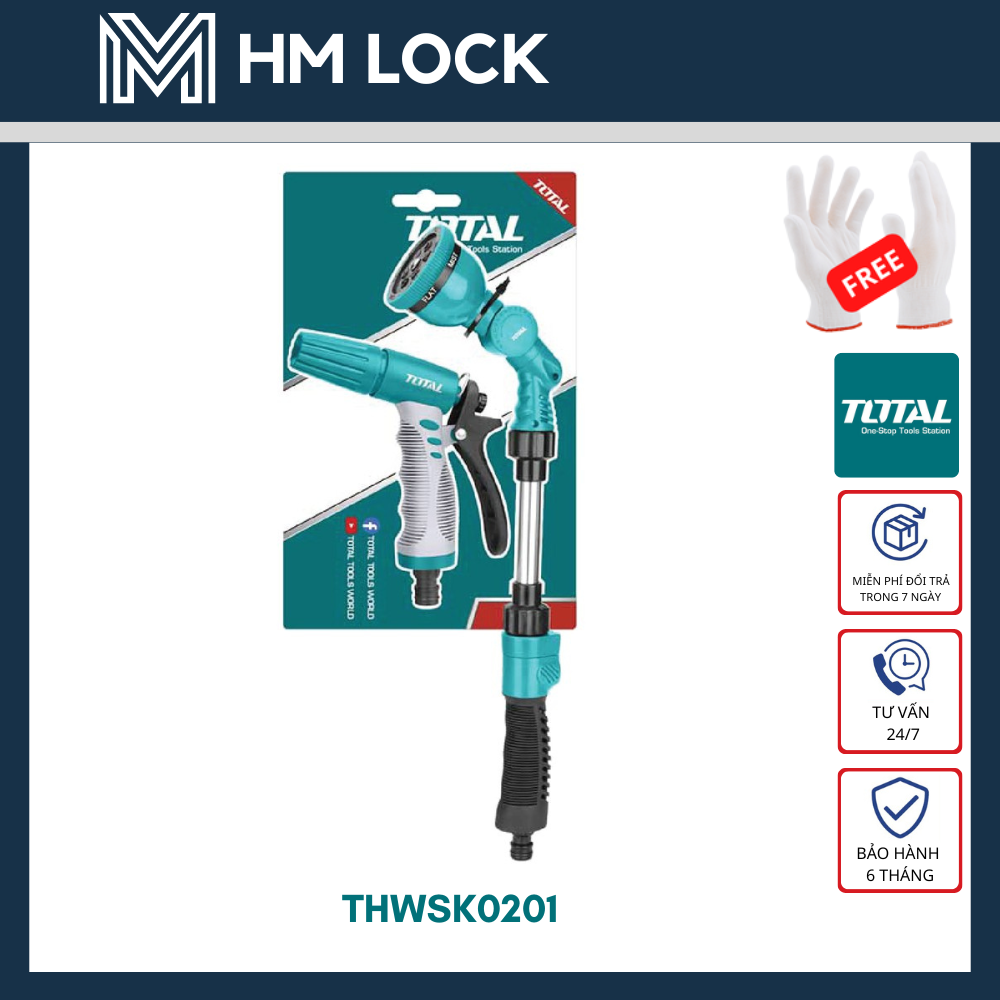 VÒI XỊT TƯỚI CÂY 8 TIA ĐA NĂNG TOTAL - THWS010901 - THÂN NHỰA ABS CHỊU LỰC TỐT - HM LOCK