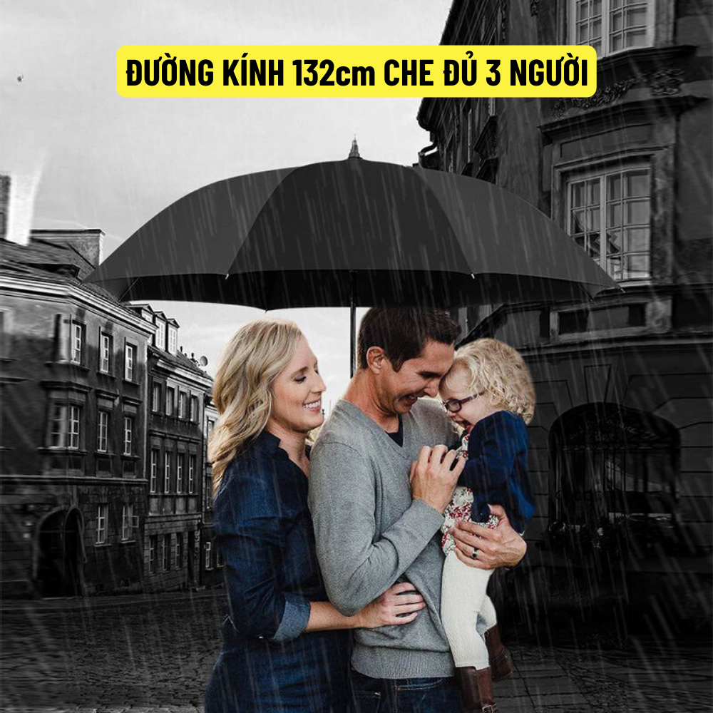 Ô cỡ lớn che đủ 3 người dù che mưa size siêu to tán rộng 132cm ô che nắng cán thẳng cao cấp - BH 12 