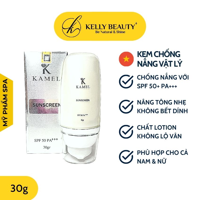 Kem Chống Nắng Vật Lý KAMEL – Phòng Chống Tác Hại Tia Hồng Ngoại & Ô Nhiễm Môi Trường Nâng Tông Không Bết Dính | Kelly Beauty