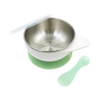 Farlin Bộ chén inox cách nhiệt kèm muỗng silicone mềm mại có đế hít chống trơn và nắp đậy tiện lợi cho bé