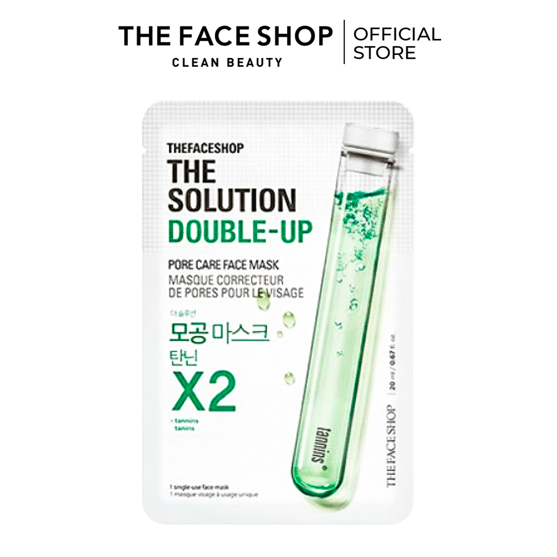 Mặt Nạ Se Khít Lỗ Chân Lông Thefaceshop The Solution Double-Up Pore Care Face Mask (Gz) 20Ml