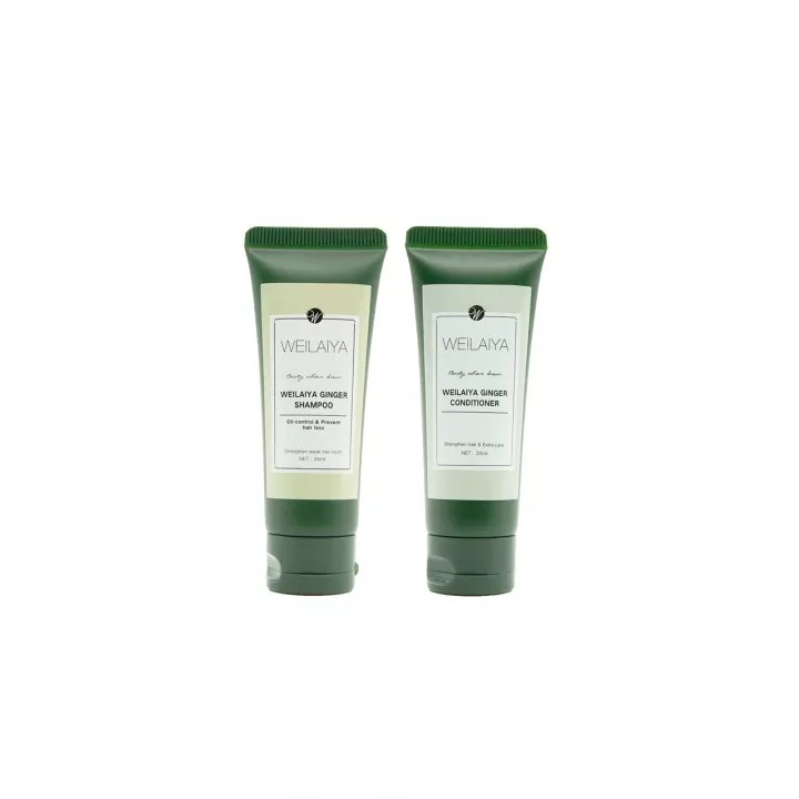 Bộ dầu gội gừng Weilaiya giảm rụng kích mọc tóc Mini size (gội 20ml + xả 20ml)