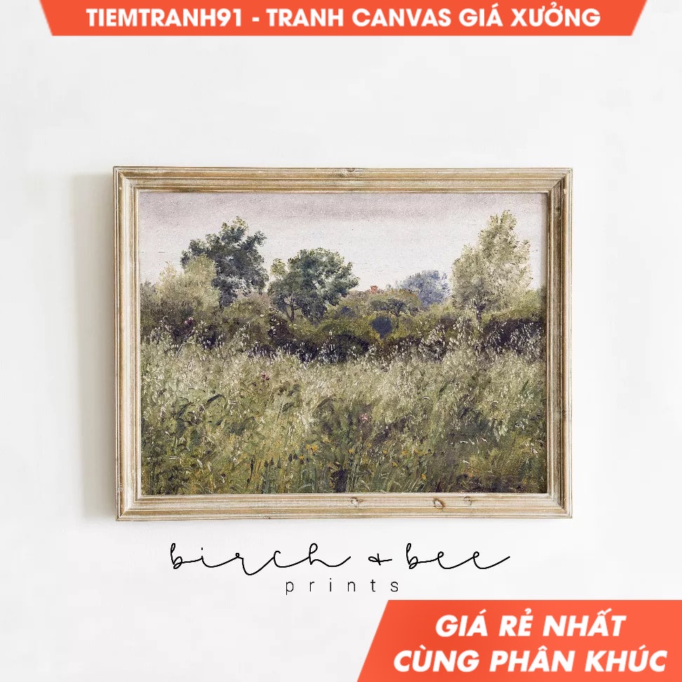 Tranh treo tường Vintage Landscape Painting  19th Century Art  Meadow tặng kèm đinh treo nhận in the