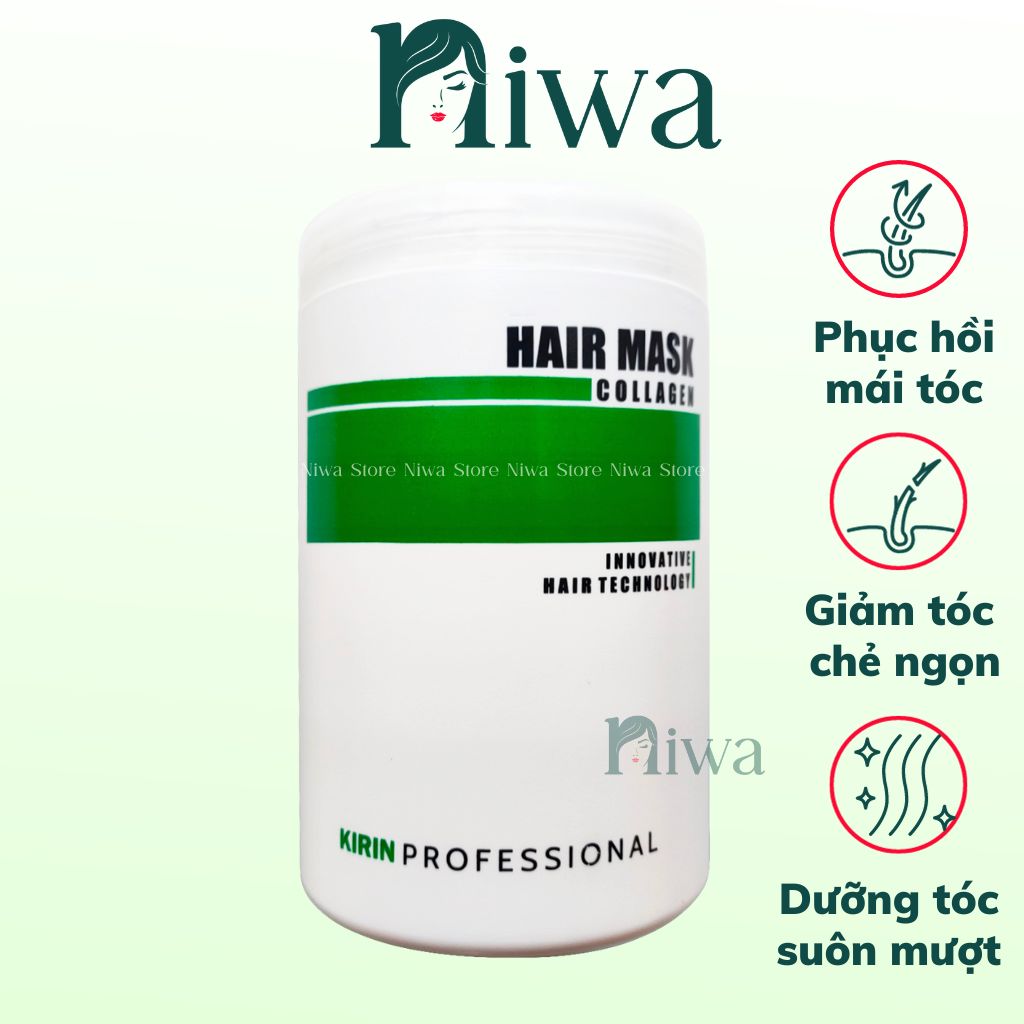 Kem ủ tóc Kirin Collagen Dừa Xanh lá Hair Mask 1000ML hấp dầu dầu xả tóc tăng độ ẩm tóc phục hồi tóc gãy rụng khô xơ rối hương nước hoa quyến rũ Niwa Store