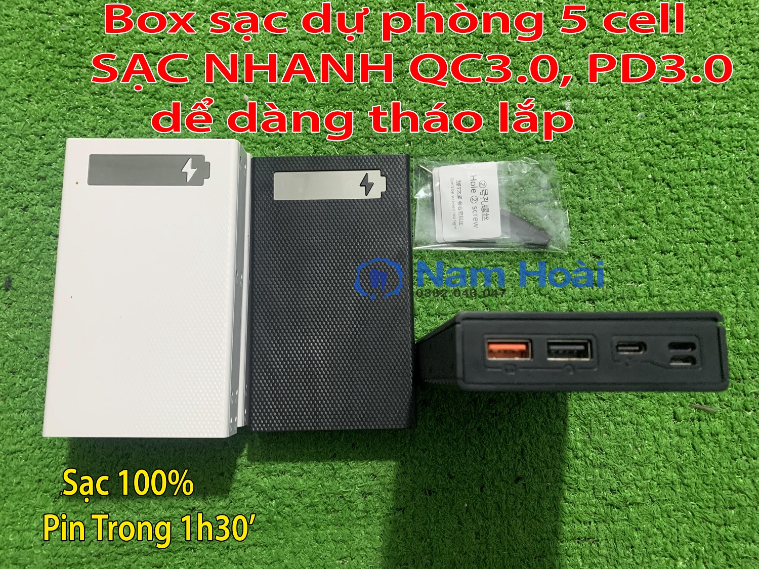 [HCM]Mạch sạc dự phòng 5 cell hổ trợ sạc nhanh QC 3.0 PD 3.0 + Box sạc 5 cell ( Có thể dể dàng tháo 