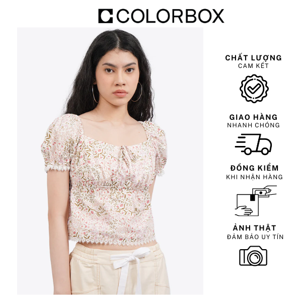 Colorbox Áo Peplum Hoa Nhí Viền Ren