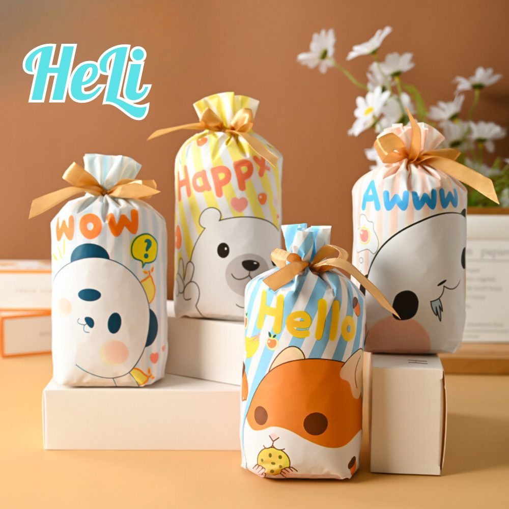 HC0003 SET 50 TÚI NƠ ĐỰNG QUÀ SINH NHẬT ĐỰNG QUÀ CÓ NƠ RÚT ĐỰNG BÁNH KẸO SINH NHẬT