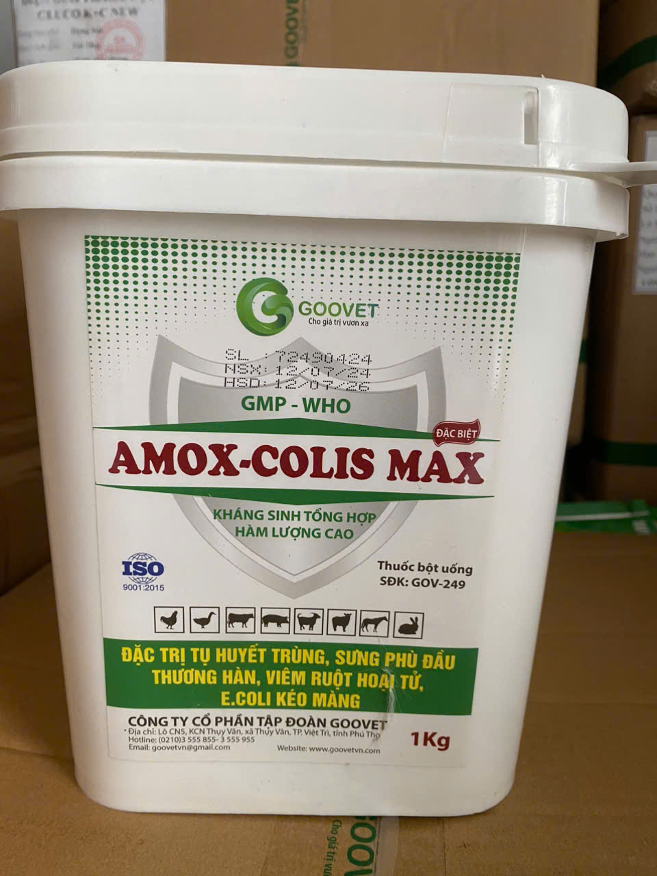 AMOX-COLIS MAX Goovet thương hàn tụ huyết trùng e.coli kéo màng viêm ruột hoại tử ... dùng cho chăn 