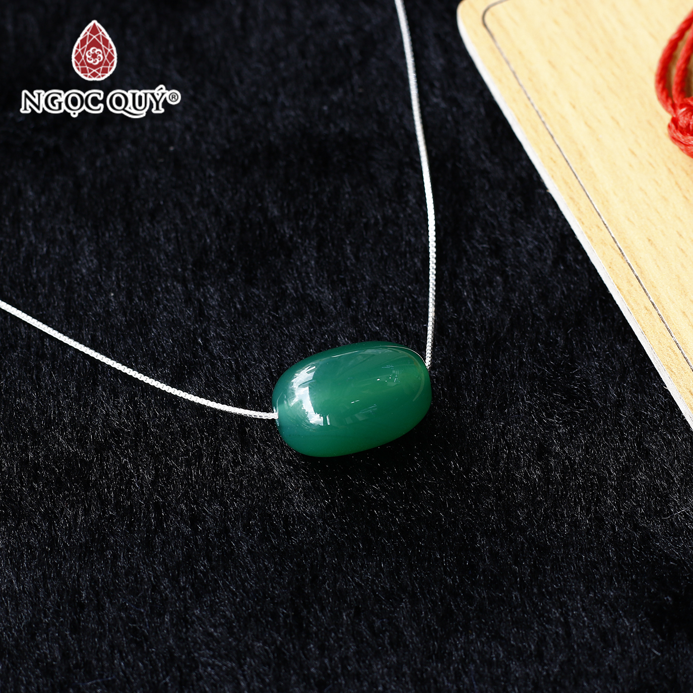 [HCM]Mặt dây chuyền lu thống đá mã não xanh tặng dây bạc mệnh mộc hỏa - Ngọc Qúy Gemstones