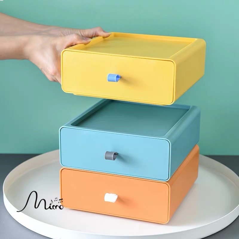 Kệ ngăn kéo để bàn đa năng – Hộp đựng đồ đặt bàn thời trang ghép thành tủ cứng cáp – Giá đựng đồ dùng cá nhân trong văn phòng hàng có sẵn chất liệu nhựa cao cấp bền màu theo thời gian Mimomart HN