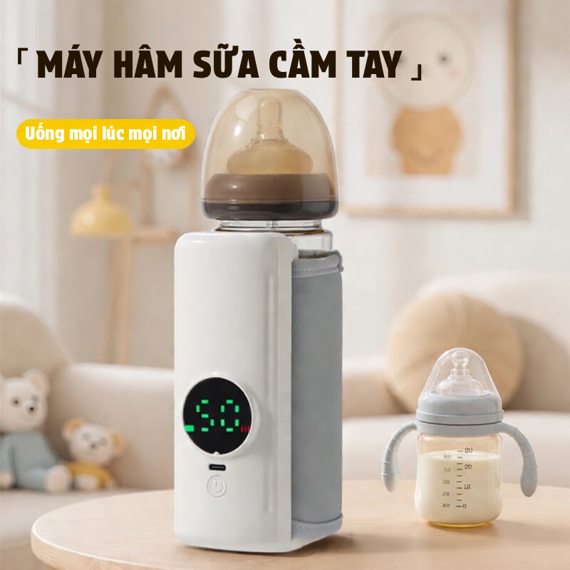 Máy Hâm Sữa Không Dây Cầm Tay 18W Milk Warmer – Pin Lithium 2000mAh – Đèn LED Hiển Thị Tiện Lợi
