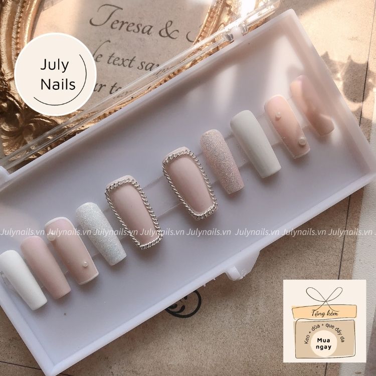 Nail Box Thiết Kế Dáng Dài Màu Hồng Pastel Dễ Thương Móng Úp Giả Giá Rẻ Nb004 Julynails.vn