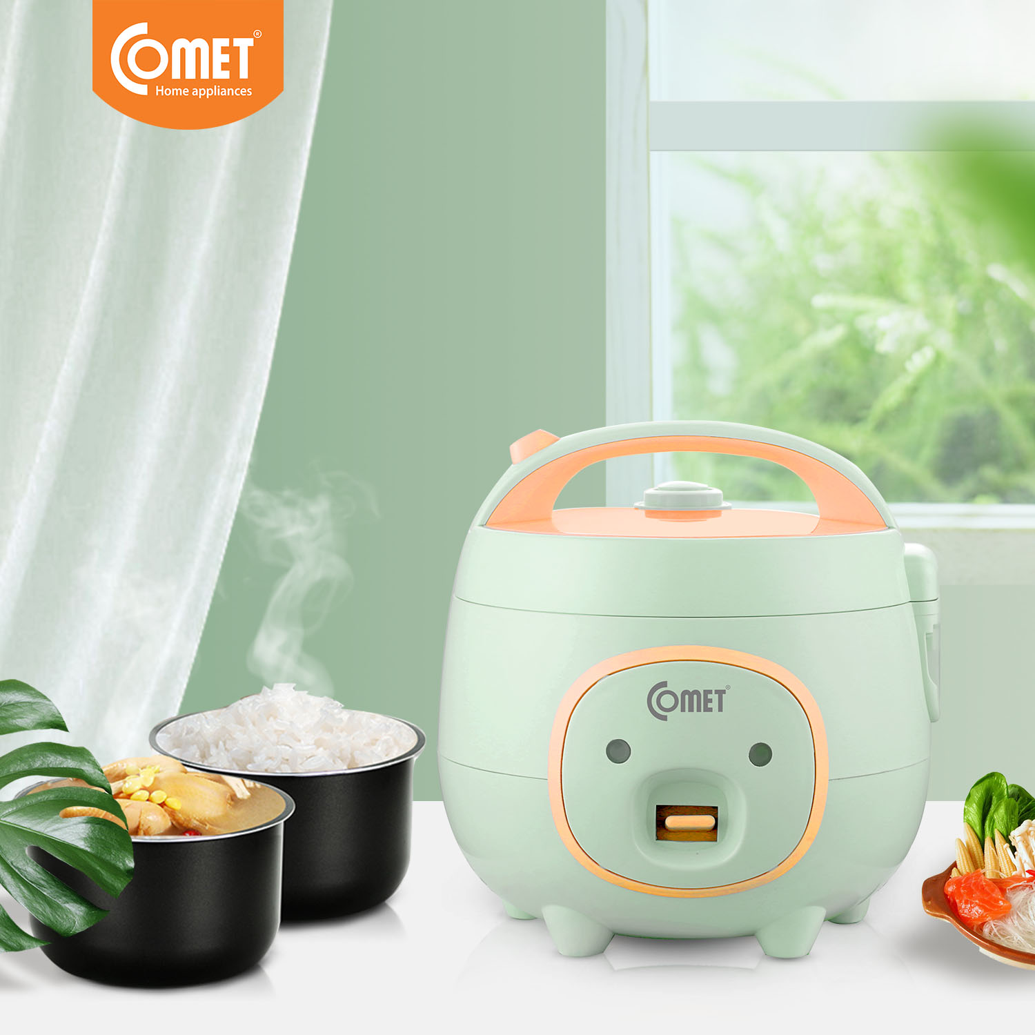 Nồi cơm điện Comet CM8006 0.8L - Nấu nhanh, giữ ấm lâu, màu ngẫu nhiên