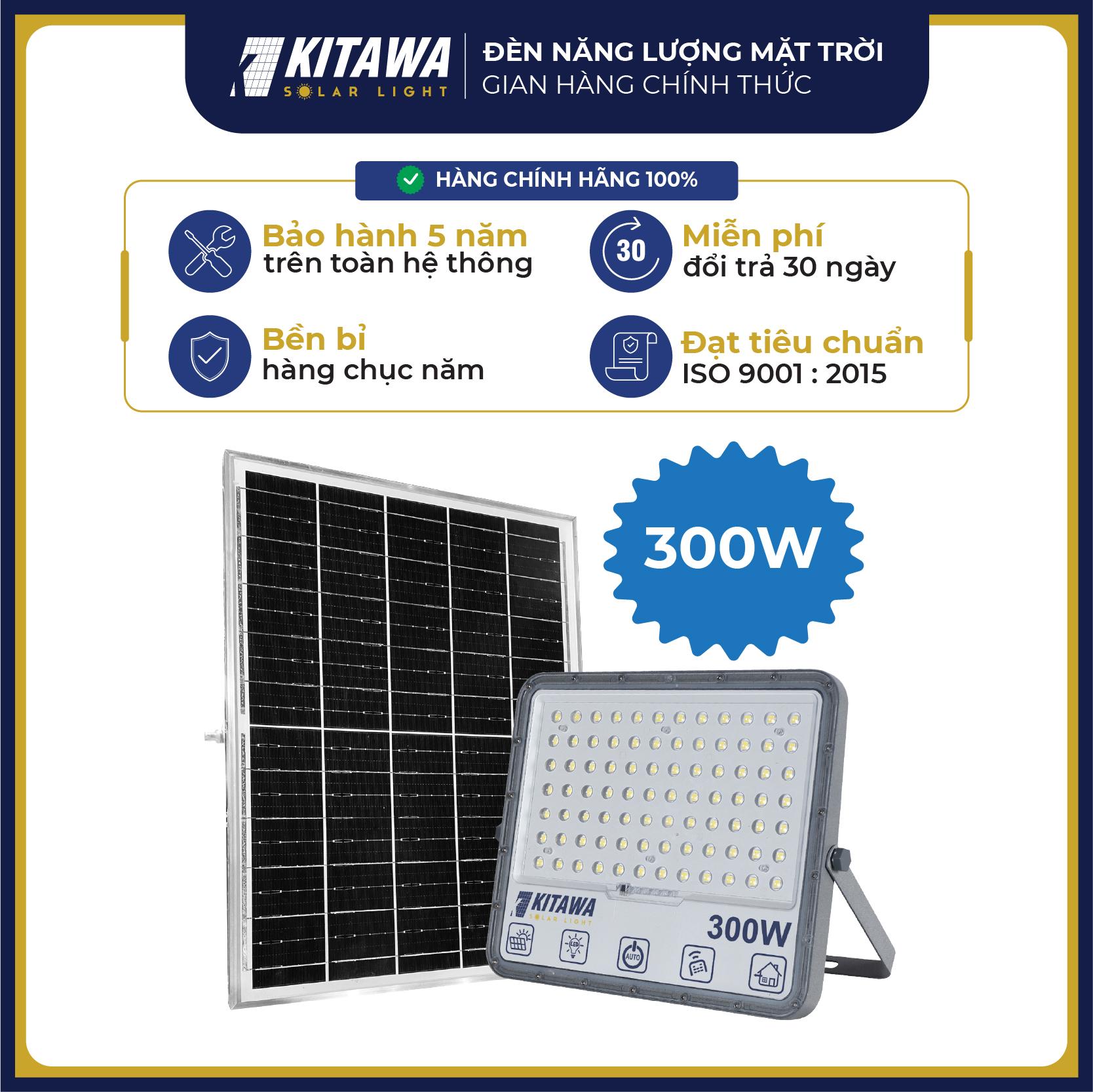 Đèn Pha Chống Chói Năng Lượng Mặt Trời KITAWA 100W 200W 300W 400W Chiếu Sáng Mạnh Mẽ Chống Nước