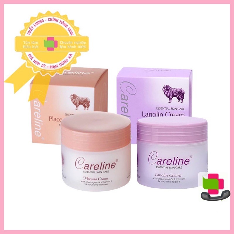 Kem Dưỡng Ẩm Mỡ Cừu (Tím) Nhau Thai Cừu (Cam) Careline Lanolin/Placenta Cream Úc (100Ml) Cho Mọi Lứa Tuổi